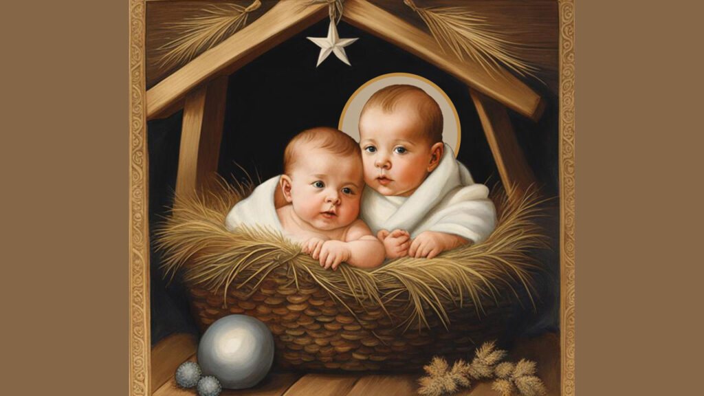 Two babies in the manger