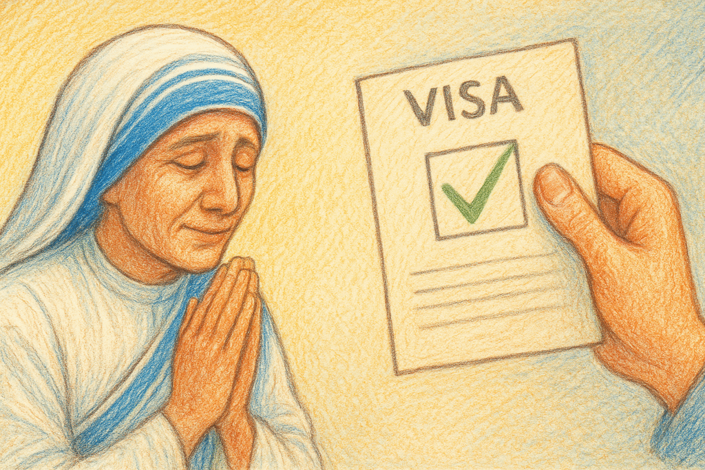 Mother Teresa getting her visa granted