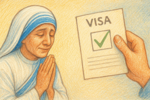 Mother Teresa getting her visa granted